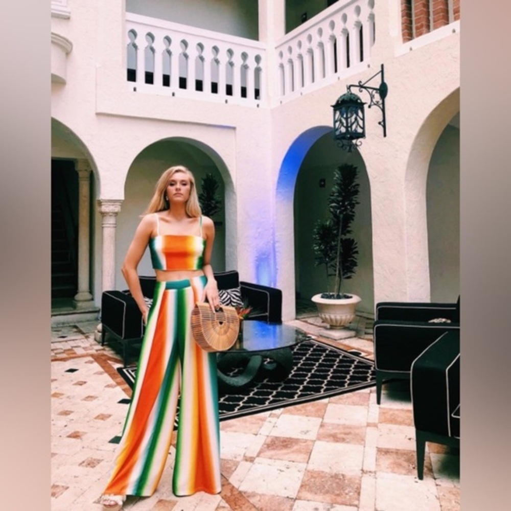 Sure To Stand Out Orange Multi Stripe 2 Piece Set
